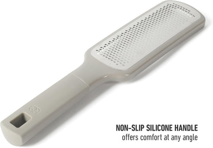 Calphalon Edge Stainless Steel Handheld Grater Lemon Zester W/Cover & Rubber Handle - Navy Blue