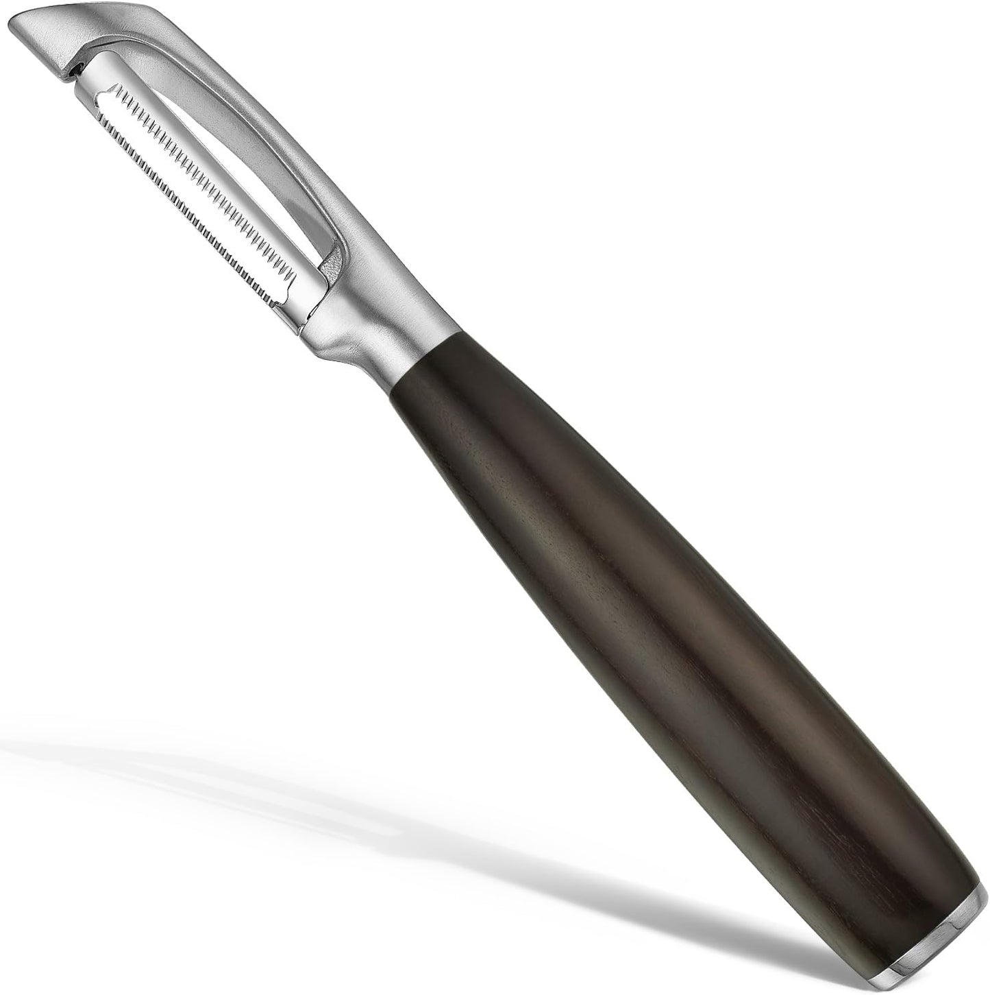 Serrated Blade Premium I Type 304 Stainless Steel Multifunctional Kitchen Peeler Real Wood Handle Ultra Sharp Blade Vegetable Potato Apple（Agarwood）