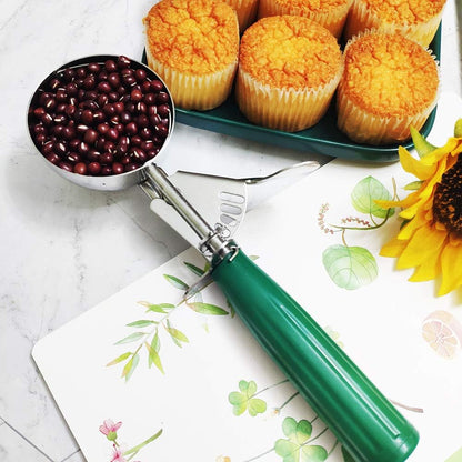 Saebye Portion Scoop - #8 (4 oz) - Disher, Large Ice Cream Scoop with Trigger, Cookie Scoop, Food Scoop, Muffin Scoop - Portion Control - 18/8 Stainless Steel, Grey Handle