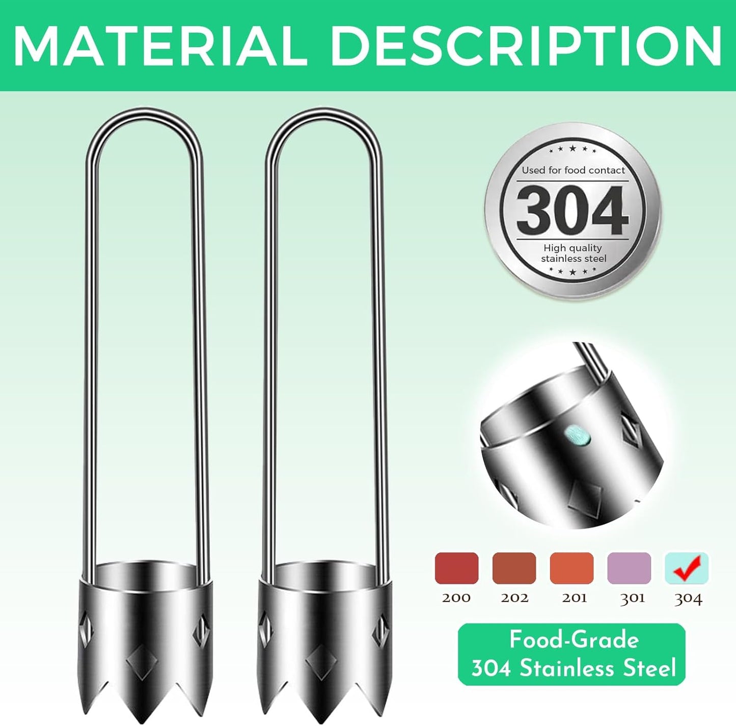 Apple Corer, 2PCS Pepper Seed Corer Remover Set with Serrated Edge, Multifunctional Fruit & Vegetable Corer Tool for Pepper, Pineapple, Pear, Cucumber, Kitchen Gadgets with Hanging Hole