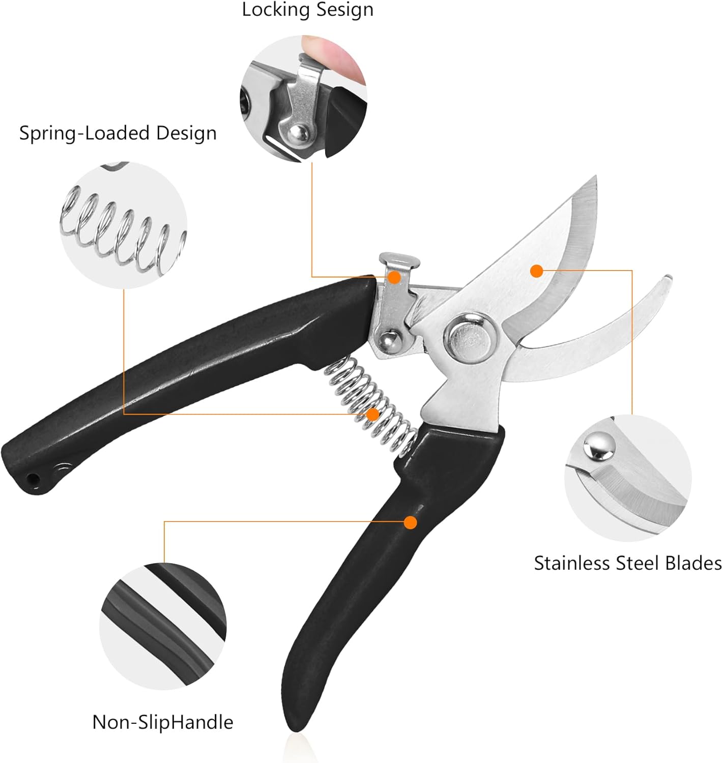 Garden Scissors for Plant, Tip Pruning Shears for Cutting Flowers, Trimming Plants, Bonsai and Fruits Picking (Bypass Blade Pruner)
