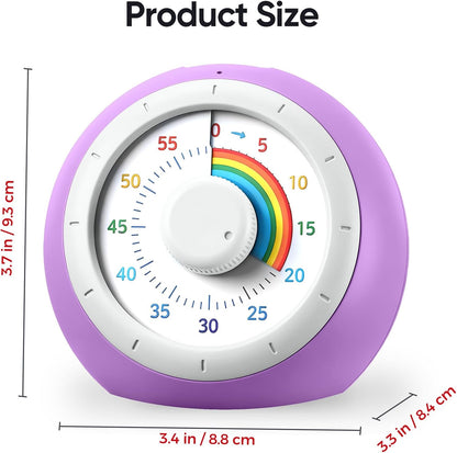 Visual Timer for Kids, 60-Minute Silent Countdown for Classroom, Home, Office, Kitchen, Rainbow Pattern Desk Timer, Time Management Tools with Silent Operation, Pomodoro Timer (Green)