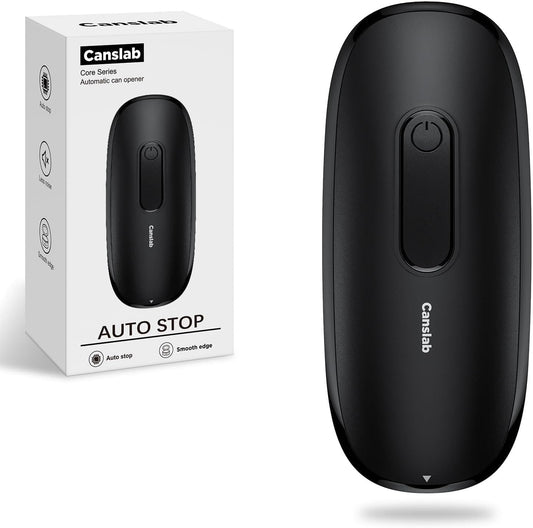Canslab CORE Electric Can Opener_Single Touch Automatic Opener for Seniors with Arthritis, Auto Shut-off, Cordless Battery Powered, Side Cut, Smooth Edge, Handsfree for Small or Large Cans, Black+Red