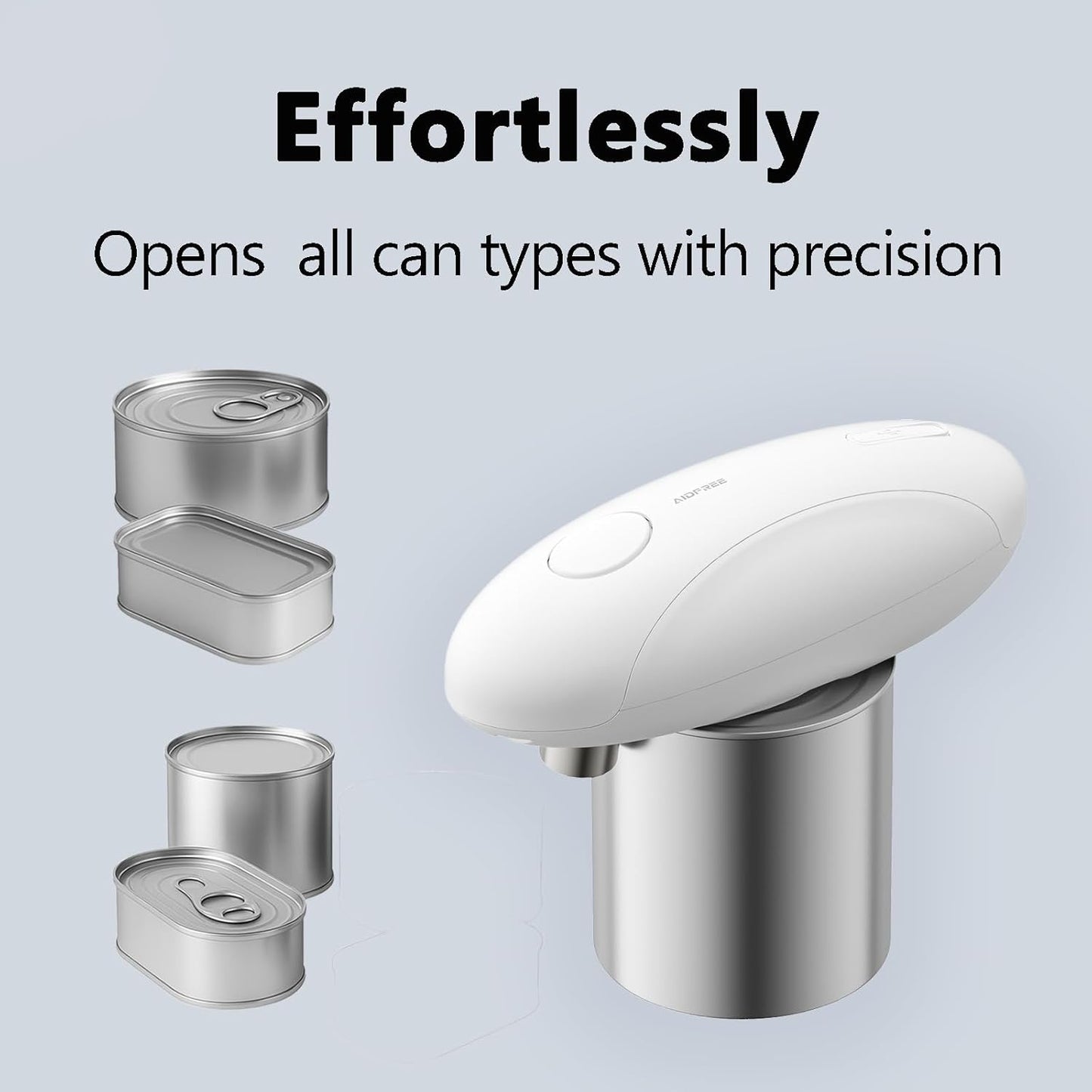 Automatic Electric Can Opener for Seniors for Kitchen:Anyone can Hands Free,One Touch Opener,Durable Blades,Rechargeable, Smooth Edge, Lightweight Small Size, Black (White)