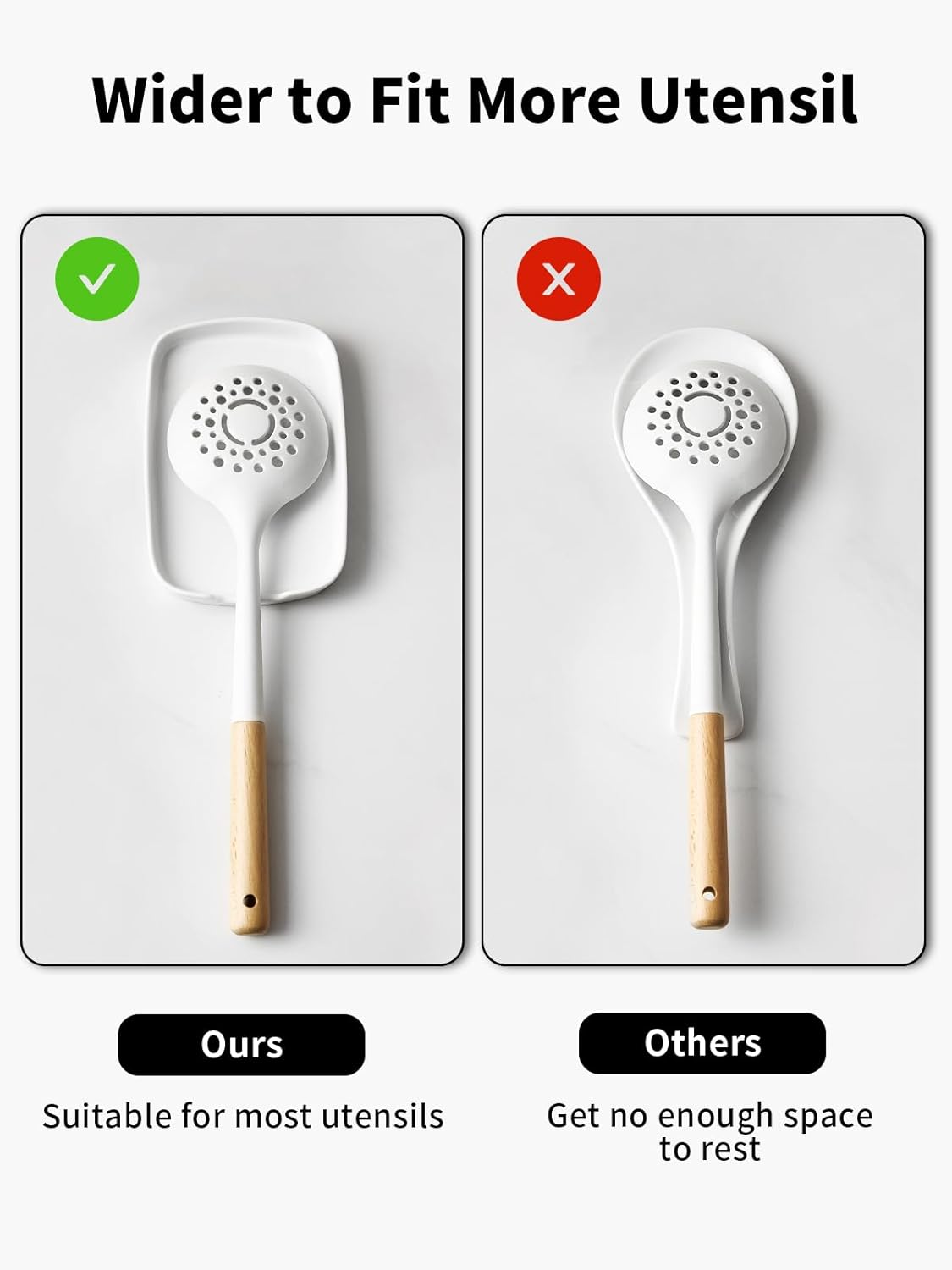 ABRUTY Spoon Rest for Stove Top, Ceramic Spoon Holder for Counter, Modern Farmhouse Decor Accessories for Spatula, Spoons or Tongs