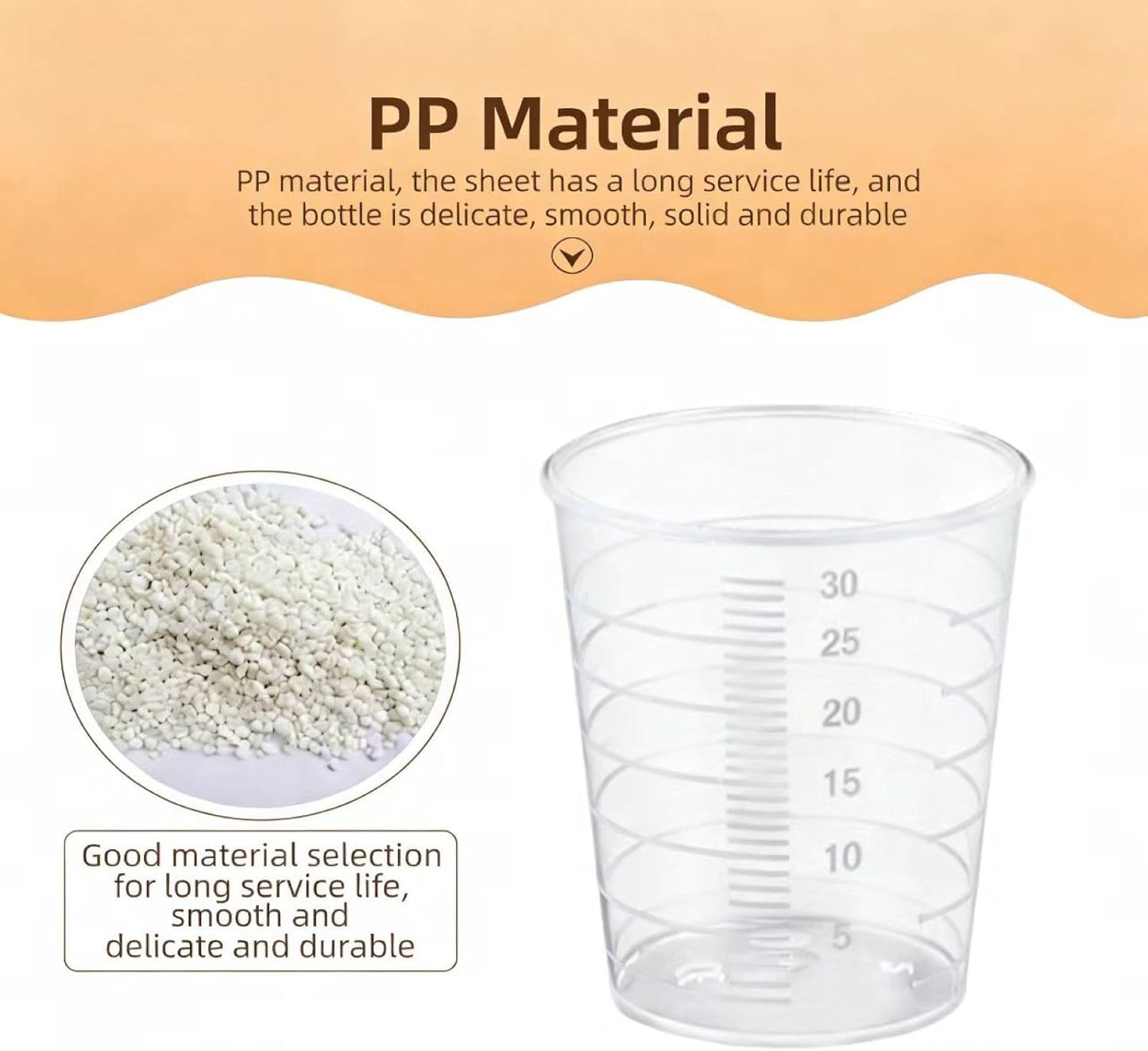 Plastic Measuring Cups, 100ml, Set of 15, for Liquid Measurement and Scientific Experiments
