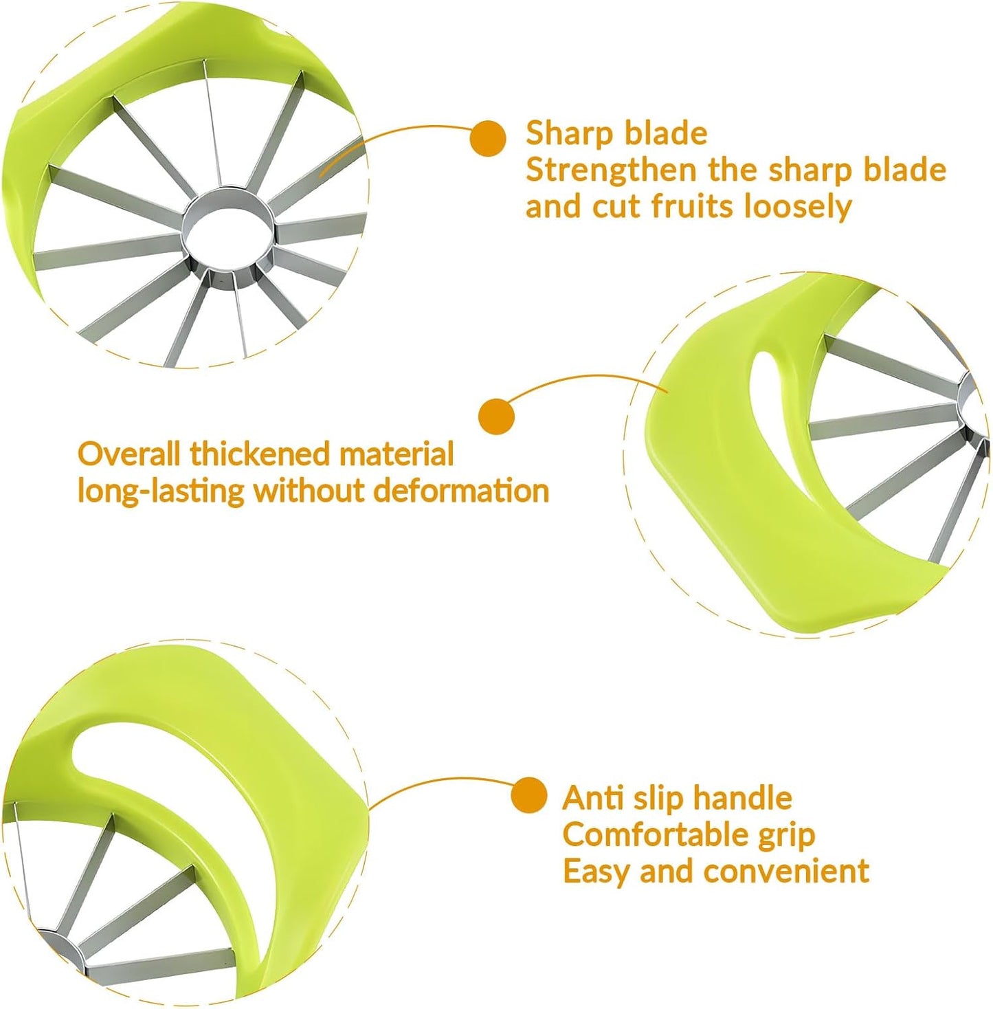 Fruit Cutter apple slicer Tool,12-Blade Fruit Corer,Anti-Slip Handle Easy to Use, Time-Saving, Stainless Steel Cutter and Divider For apple Tomato Orange Pear Pineapple kitchen gadgets