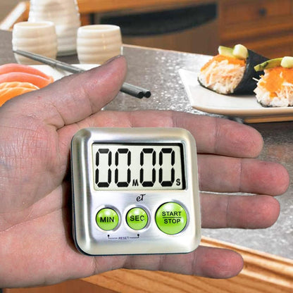 Elegant Digital Kitchen Timer Stainless Steel - Plumberry - Strong Magnetic Back - Kickstand - Loud Alarm - Large Display - Auto Memory - Auto Shut-Off - Model eT-24 (Plumberry) by eTradewinds