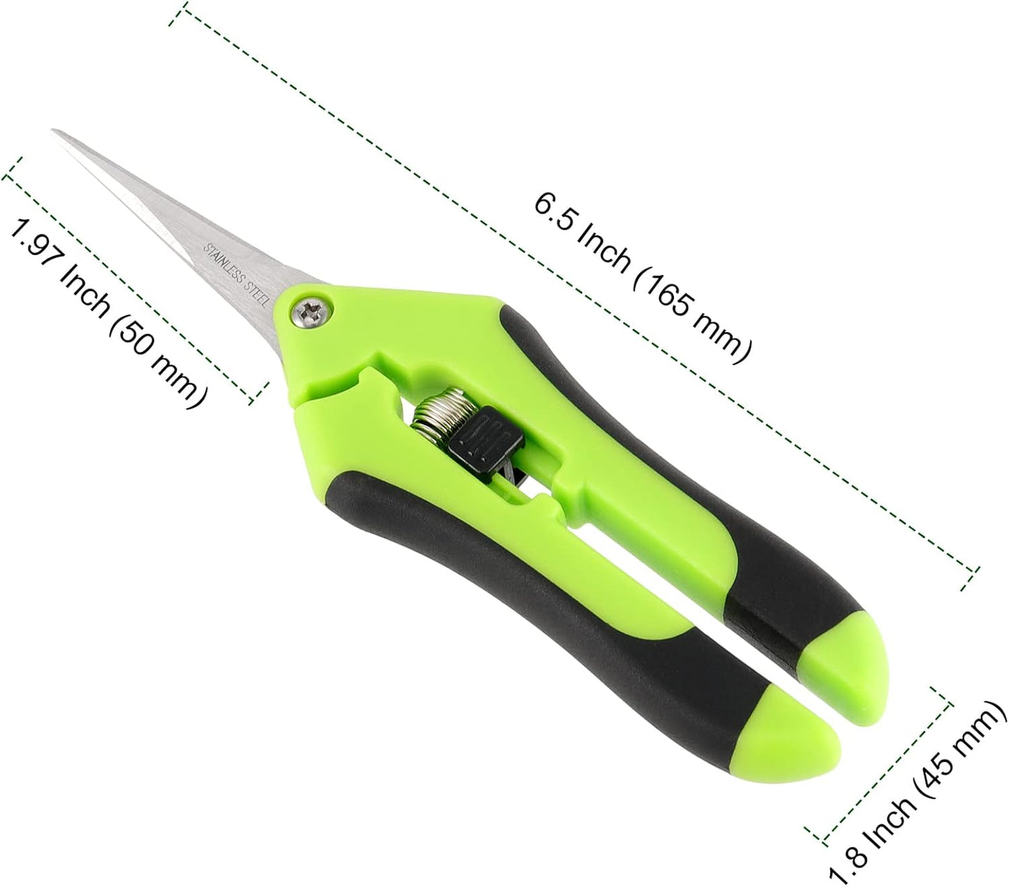 PINGEUI 12 Pack 6.5 Inches Green Micro Tip Pruning Snips, Bud Trimming Scissors with Straight Tip Stainless Steel Blades, Gardening Hand Pruning Shears for Trimming Herb Plants Flowers Bonsai