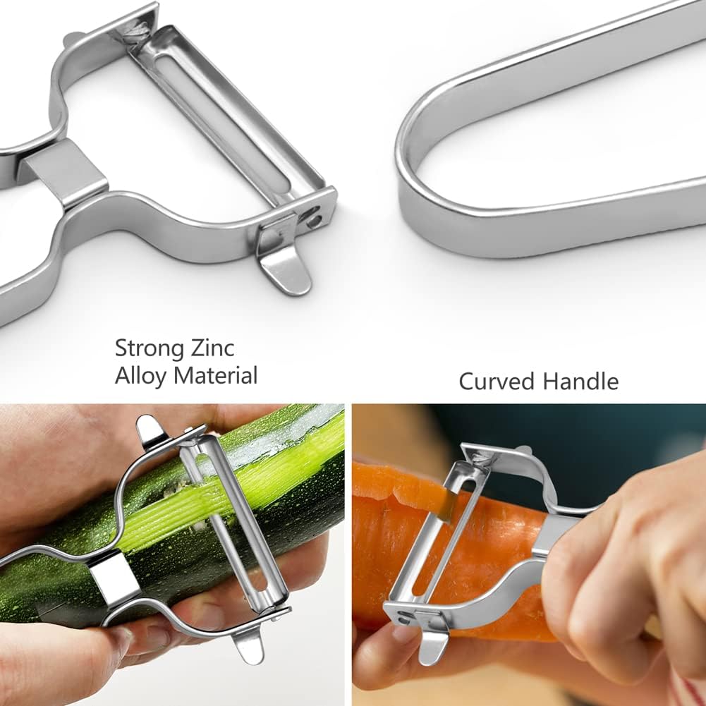 Abnaok Corn Stripper, Magic Corn Cob Stripper Tool, Premium Stainless Steel Corn Peeler with Ergonomic Handle, Corn on the Cob Stripper Tool (2x Corn Peeler+ 1 x Vegetable Peeler)