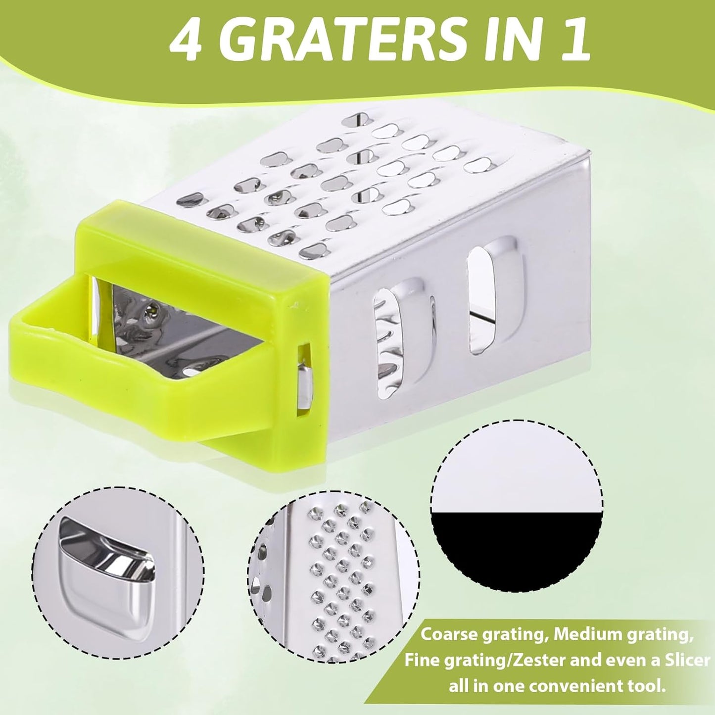 Ptwola 6 Pcs Mini Cheese Grater Professional Box Grater Stainless Steel Fine Coarse Handheld Slicer with 4 Sides Small Box Food Shredder Safe Zester for Kitchen Cheese Garlic Ginger Vegetable Potatoes