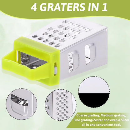 Ptwola 6 Pcs Mini Cheese Grater Professional Box Grater Stainless Steel Fine Coarse Handheld Slicer with 4 Sides Small Box Food Shredder Safe Zester for Kitchen Cheese Garlic Ginger Vegetable Potatoes