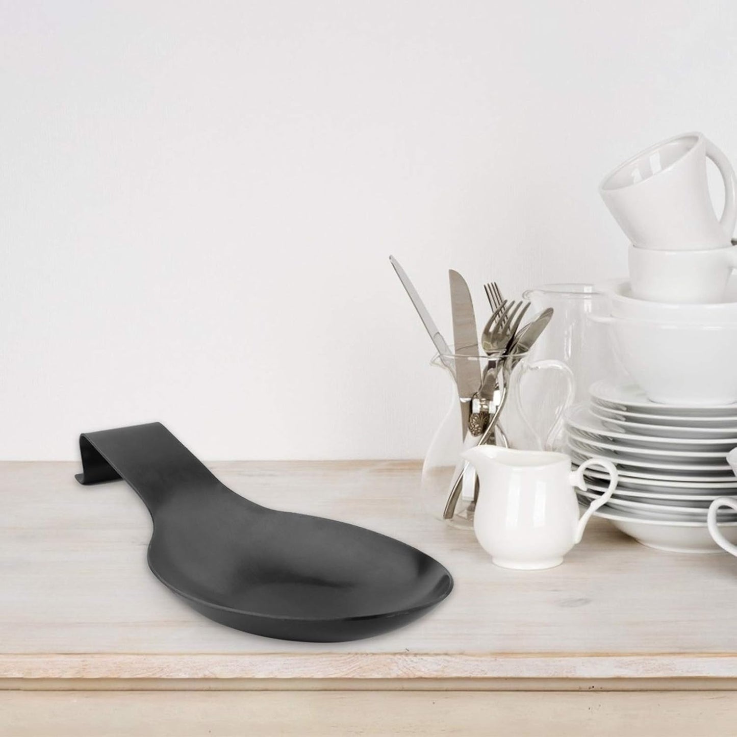 VanlonPro Stainless Steel Spoon Rest, Spatula Ladle Holder, Stainless Steel Utensil Spoon Rest Holder, Brushed Finish, Dishwasher Safe 9.8 x 3.7 Inch (Silver 1PC)