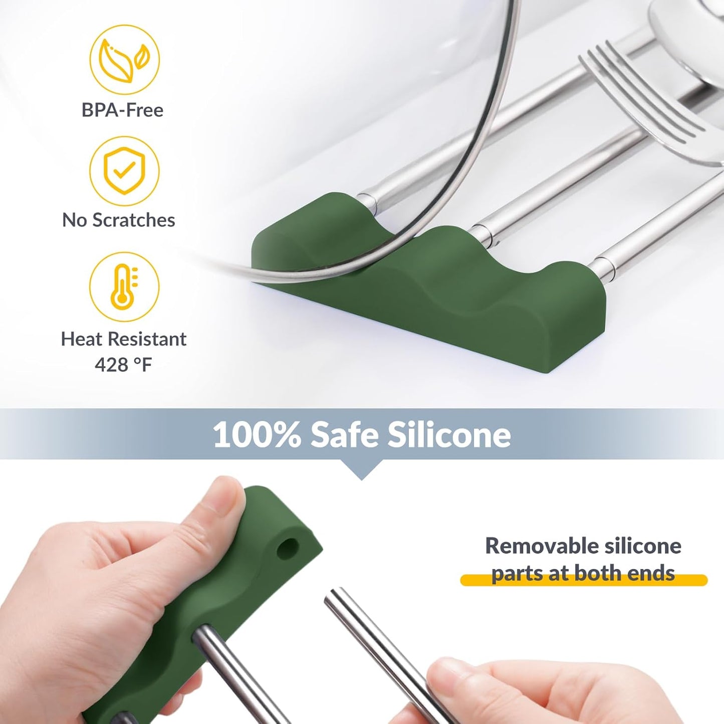Tomorotec Adjustable Over-The-Sink Kitchen Rack for Dishcloths, Sponges, Bottles and Brushes - Heat-Resistant Stainless Steel with Slim, Expandable Design and Multifunctional Silicone Holder