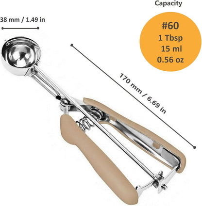 Cookie Scoop, Ice Cream Scoop, 1Tbsp/15 ml/0.5oz Cookie Scoops for Baking, 18/8 Stainless Steel Cookie Scooper for Baking, Ice Cream Scooper with Trigger Release, Cookie Dough Scoop with Non-slip Grip
