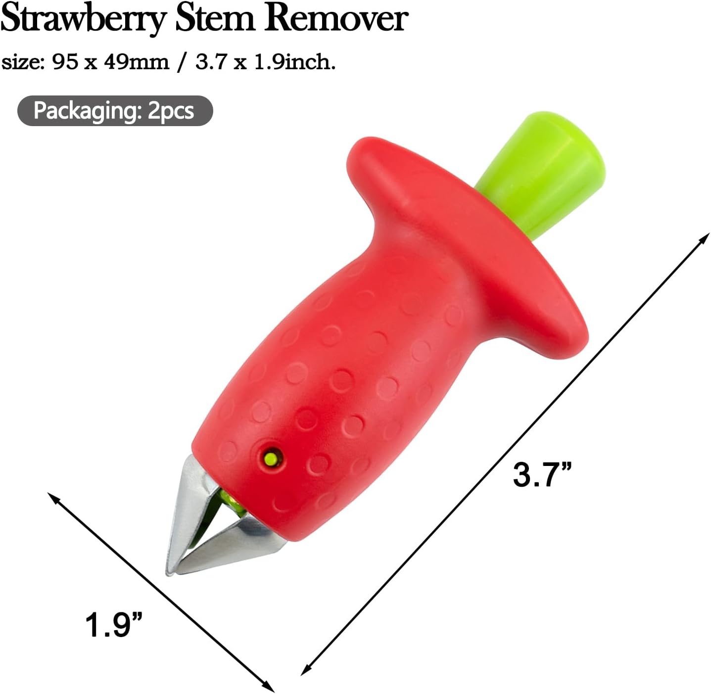 2pcs Strawberry Huller, Strawberry Stem and Leaf Remover Multi Function Fruit Corers Tool for Tomato Pineapple, Baking and Jam Making, Red