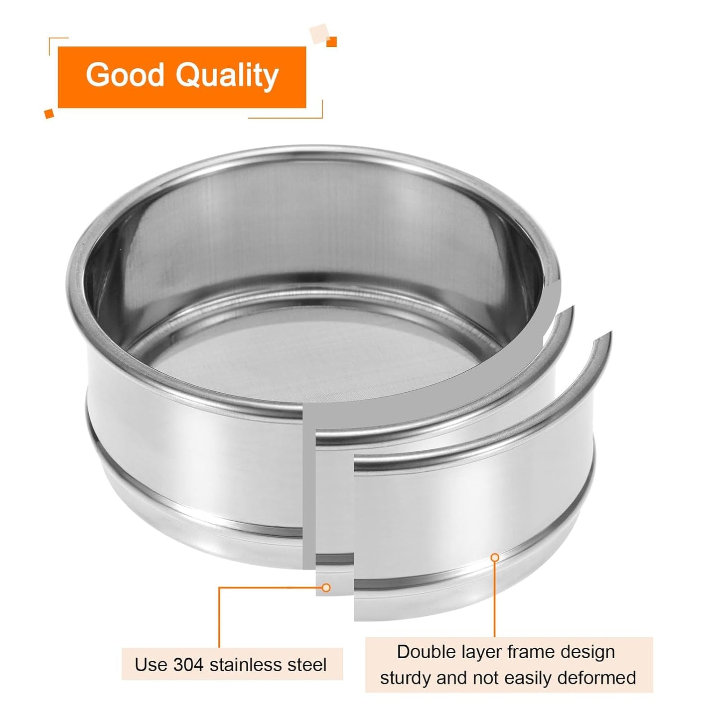 PATIKIL 150 Mesh Lab Sieve, 4" Diameter Test Sieve 304 Stainless Steel Wire Cloth (0.1mm) for Industrial Laboratory