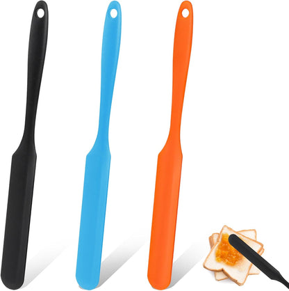 3pcs Jar Spatula, Silicone Jar Spatula Heat Resistant Kitchen Spatulas with Long Handle, Jam Spreader Cake Cream Butter Spatulas Mixing Batter Scraper for Jars Baking Cake Icing