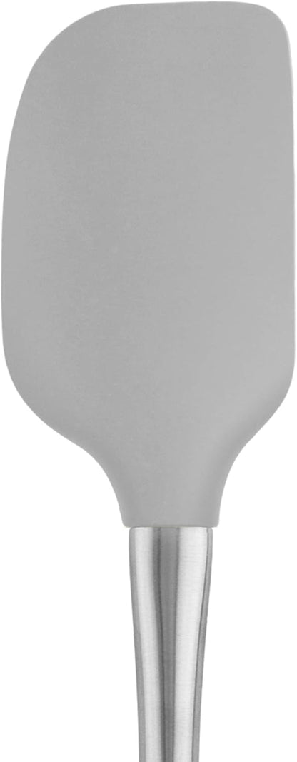 Tovolo Flex Core Silicone Spatula Spoonula Set of 2 for Non Stick Cast Iron Cooking & Baking, Dishwasher Safe Heat Resistant BPA Free Long Stainless Steel Handle Kitchen Utensil, Charcoal Gray