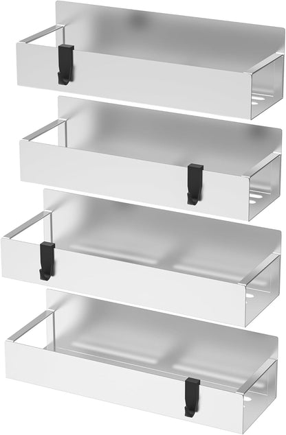 HuggieGems Metal 4 Pack Magnetic Spice Storage Rack Organizer for Refrigerator and Oven, Black Fridge Organizers and Storage, Metal