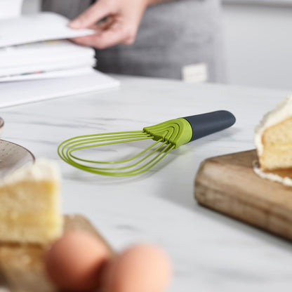 Joseph Joseph Twist Whisk 2-In-1 Collapsible Balloon and Flat Whisk Silicone Coated Steel Wire, Sky Blue
