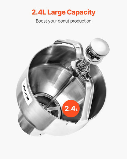 VEVOR Donut Depositor, Large Capacity Manual Donuts Dropper, 304 Stainless Steel Commercial Batter Dispenser, 6 Thicknesses Adjustment Doughnut Hopper with Stand, For Restaurant Cafe Bakery Kitchen