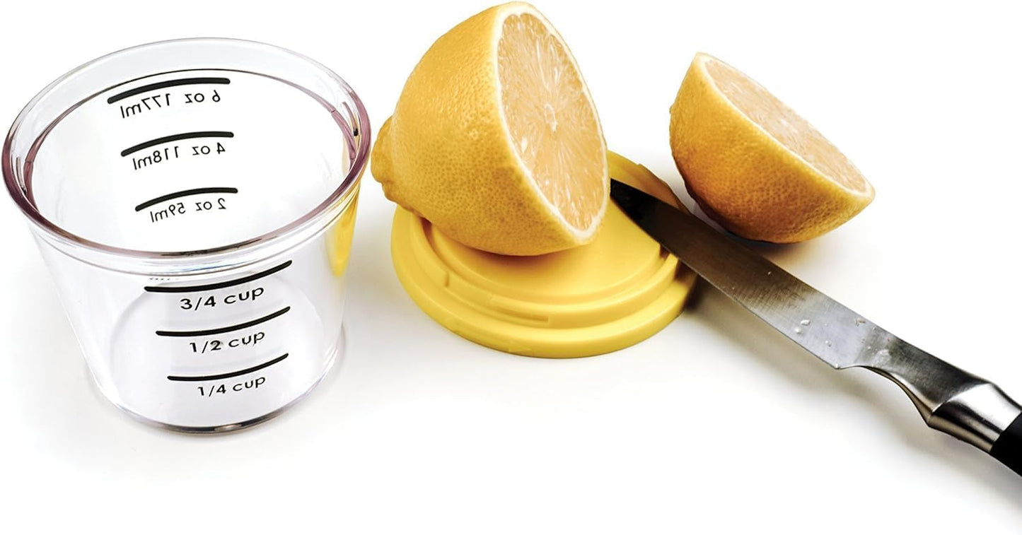 RSVP International Kitchen Collection Multi-Function Zester/Grater, Airtight and Leak Proof Container, Dishwasher Safe, 6 oz Capacity, Yellow