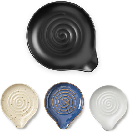 Ceramic Spoon Rest for Kitchen Counter, Coffee Spoon Holder, Easy to Clean Stovetop Spoon Tray, Decorative Countertop Organizer for Soup Spoons/Ladles (White)