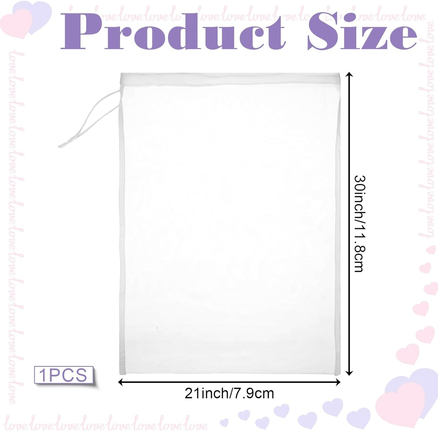Nut Milk Bag,Reusable Fine Mesh Strainer Bag Nylon Food Grade Soy Milk Filter Bags Multi-Purpose Food Strainer for Nut Milks Brewing & Juice Extraction(200mesh)