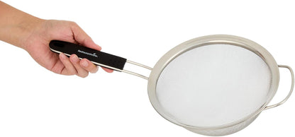 Restaurantware Fine Mesh Strainer Set of 3 Different Sizes with Silicone Handle Stainless Steel Extra Fine Mesh Strainer Heat-Resistant Handle Dishwasher-Safe for Rice, Quinoa, Pasta