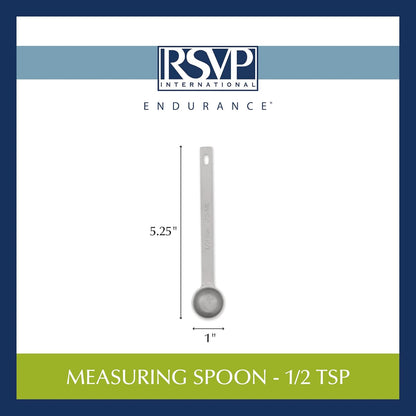 RSVP International Endurance Kitchen Collection Open Stock Measuring Spoon, Stainless Steel, Dishwasher Safe, 0.5-Teaspoon