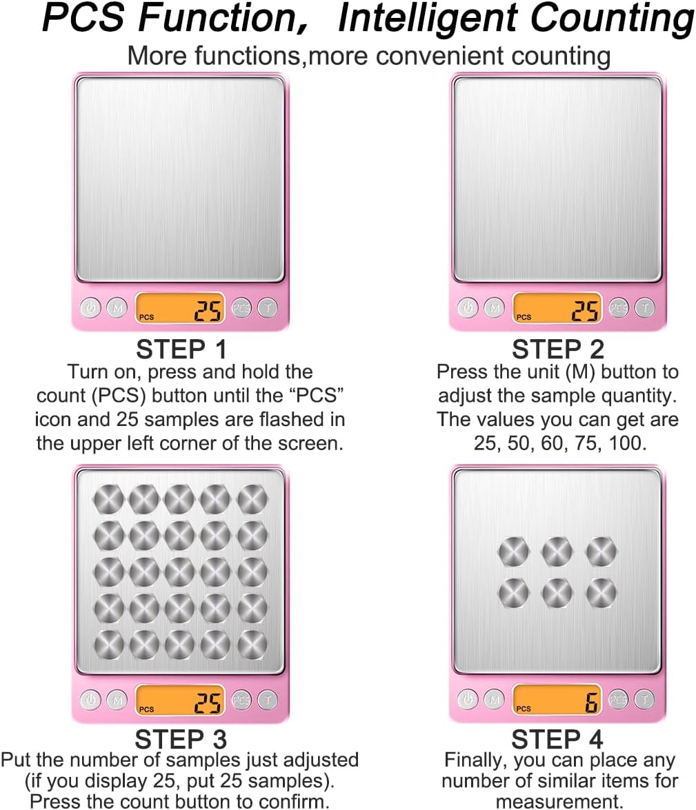 Digital Kitchen Scale with 2 Trays, Diyife 500g/0.01g High Precision Cooking Food Scale, Mini Gram Scale with LCD Display, 6 Units, Auto Off, Tare Function, Girls Gift (Batteries Included)