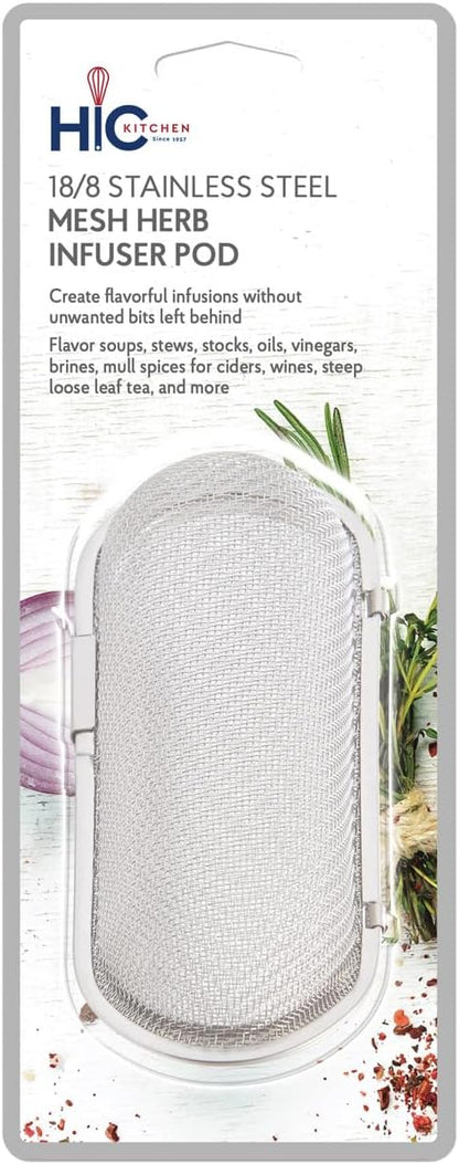 HIC Kitchen Fine Mesh Tea Strainer With Helper Handle, 18/8 Stainless Steel, 2.75-Inch, For Sifting, Straining, And Brewing Tea, Coffee, Or Cocktails