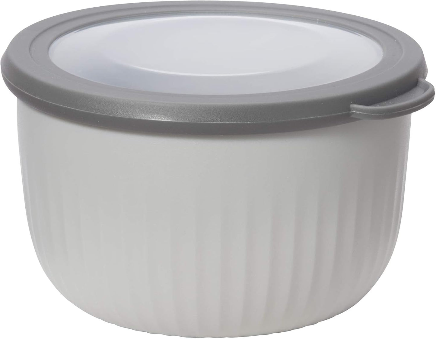 Oggi Prep, Store & Serve Plastic Bowl w/See-Thru Lid- Dishwasher, Microwave & Freezer Safe, (4 qt) White/Aqua