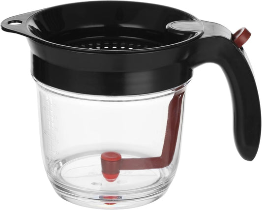 Grease Separator with Bottom Release, 33.8 oz Large Capacity Gravy Separator, Plastic Oil Strainer with Filter, Clear Measuring Cup Body, Ideal for Kitchen Broth, Soup, Sauce and Stew