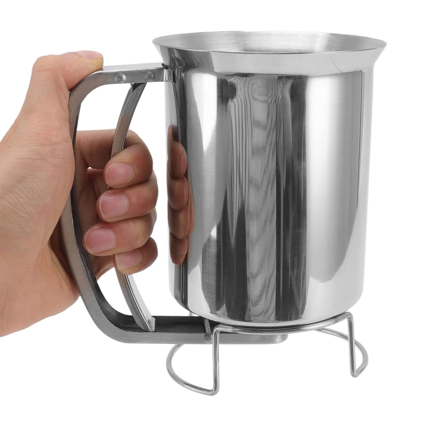 Pissente Pancake Batter Dispenser Handheld Stainless Steel Pancake Dispenser for Baking Cupcakes Muffins, 10.5x16.2cm