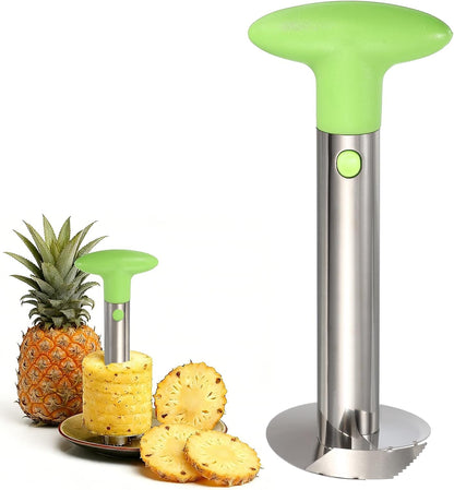 uxcell 2 Pcs Pineapple Corer, 9.4x4.1 Inch Stainless Steel Upgraded Pineapple Core Remover Eye Removal Tool, Core Fruits for Home Kitchen, Green