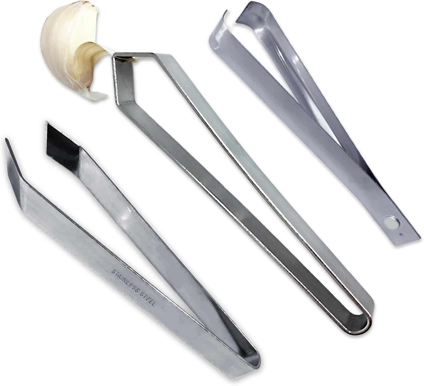 Garlic Peeler - 3 Pcs Garlic Skin Remover Set Stainless Garlic Tweezers Easy Faster Kitchen Tools