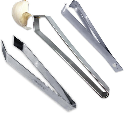 Garlic Peeler - 3 Pcs Garlic Skin Remover Set Stainless Garlic Tweezers Easy Faster Kitchen Tools