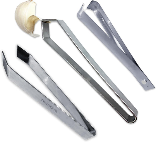 Garlic Peeler - 3 Pcs Garlic Skin Remover Set Stainless Garlic Tweezers Easy Faster Kitchen Tools