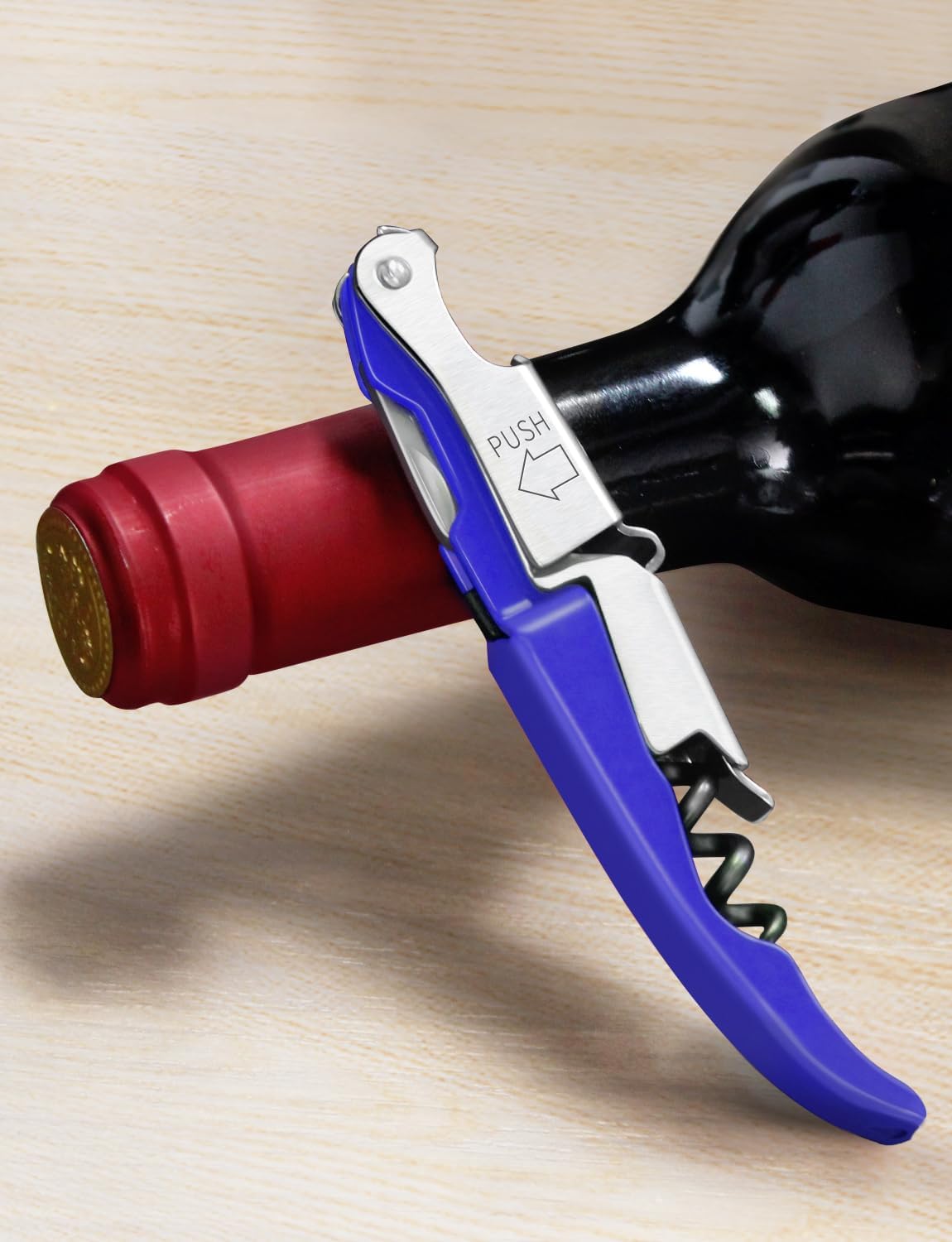CORKAS Wine Key - Professional Handcrafted Heavy Duty Waiter Corkscrew, Compact Wine Opener with Double Hinged, Foil Cutter and Bottle Opener, Gifts for Servers, Sommelier, Bartenders - Red