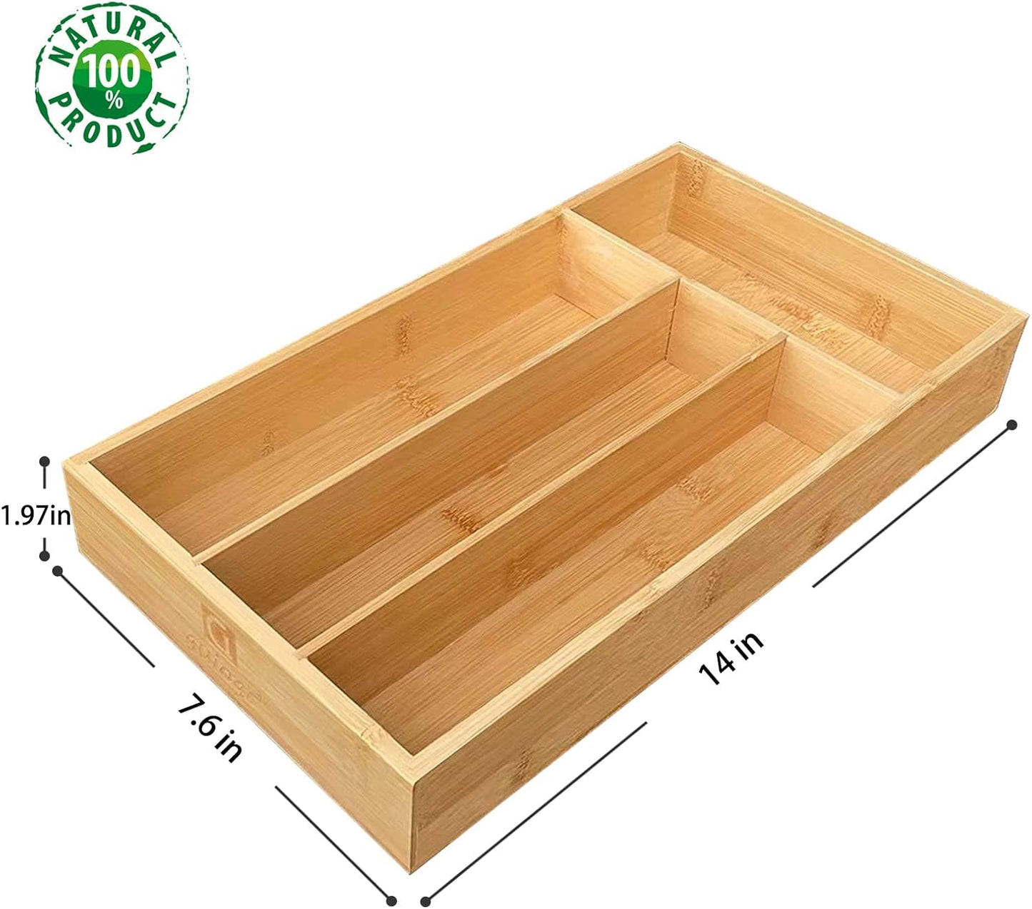 guiogc Bamboo Silverware Drawer Organizer, Kitchen Small Silverware Organizer, Utensil Tray Holder, Cutlery Tray for Spoons, Forks, Knives, Suitable for a family of 2-4