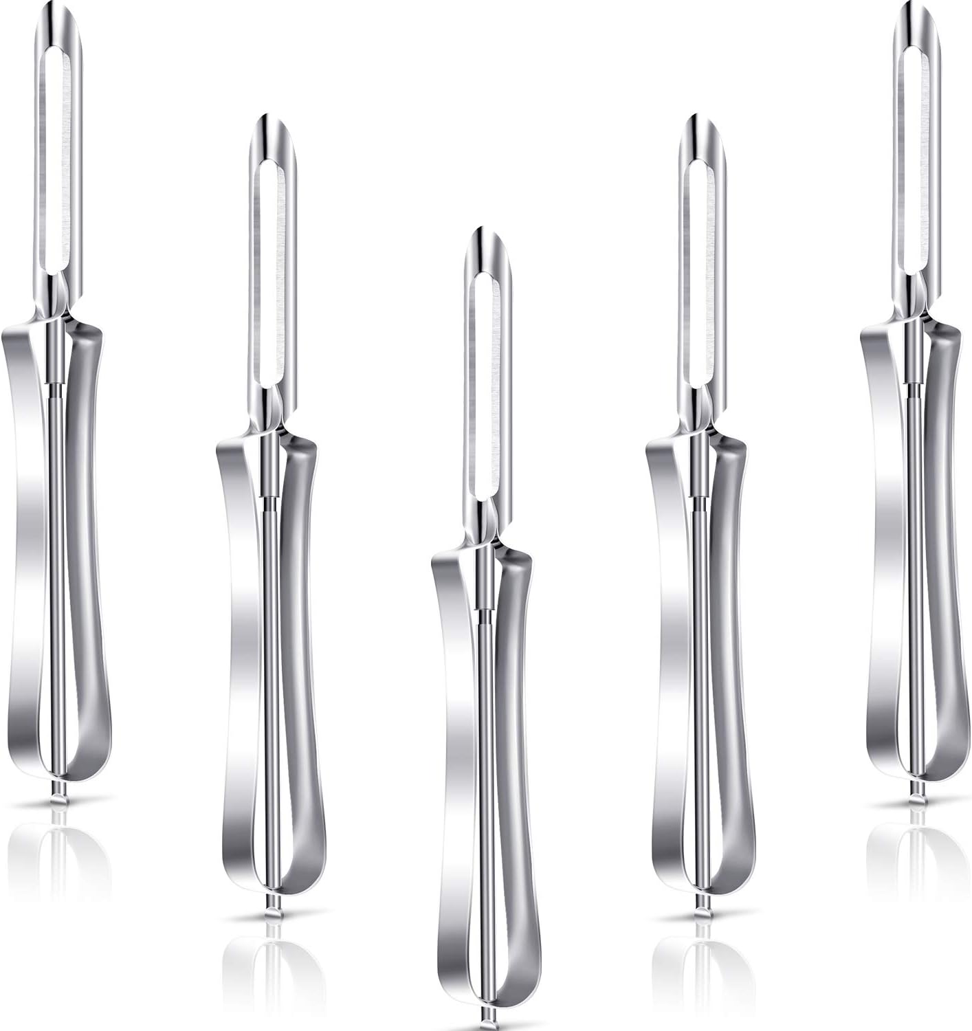Mudder 5 Pieces Vegetable Fruit Peelers Stainless Steel Rotary Peelers Carrots Potatoes Peeling Tools for Home and Kitchen, with Ergonomic Safety and Control Handle