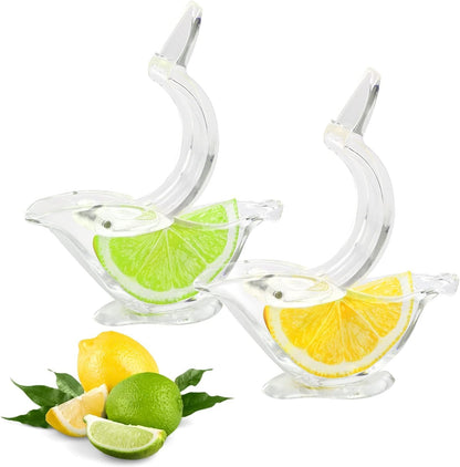2Pcs Manual Lemon Juicer, Acrylic Manual Lemon Slice Squeezer, Portable Transparent Fruit Juicer, Elegance Bird Shape, Hand Juicer for Orange Lime Pomegranate