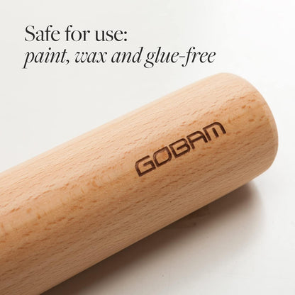 GOBAM Wood Rolling Pin, Small - Dough Roller for Pasta, Cookies, Pie, Pizza, Chapati, Fondant, Rolling Pins for Baking, Bread Making Tools and Supplies - 11 x 1.38 Inches