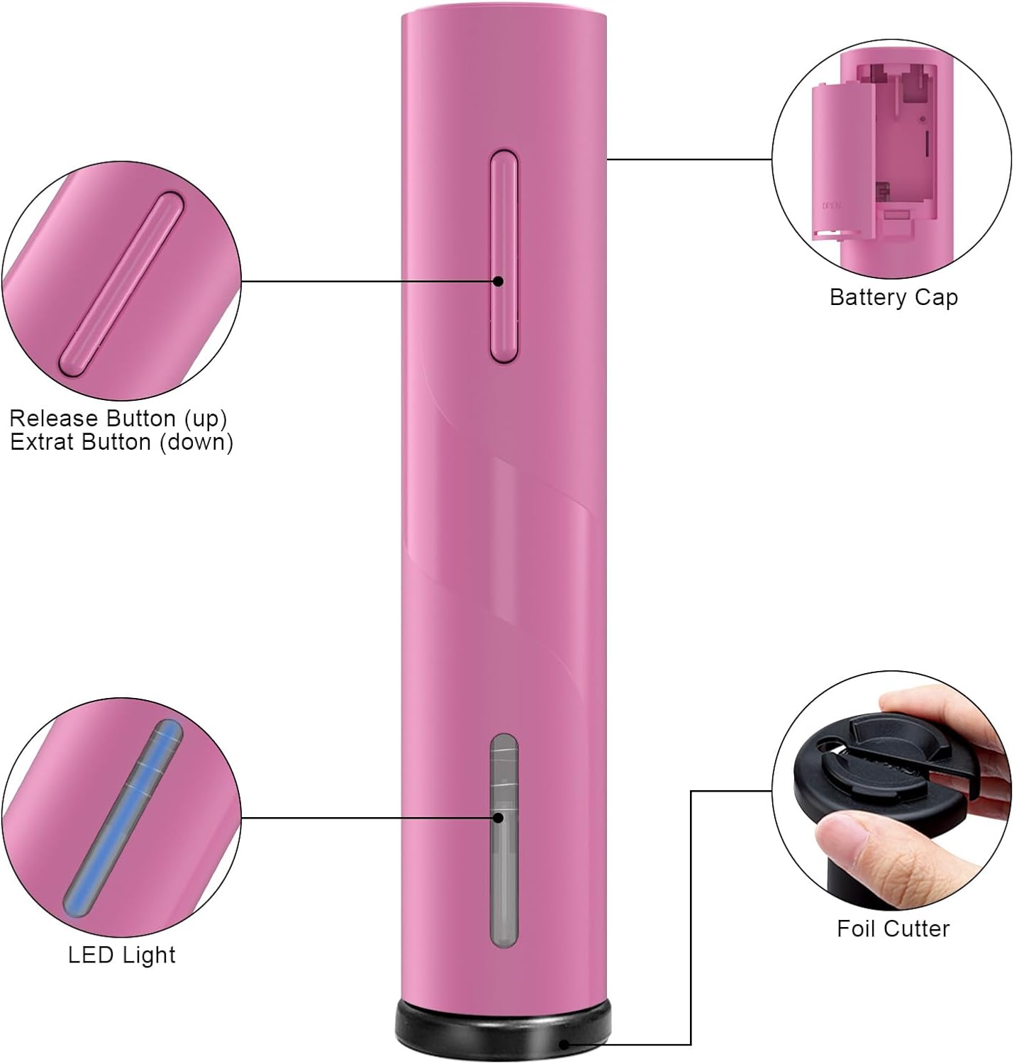 COKUNST Electric Wine Opener, Battery Operated Wine Bottle Openers with Foil Cutter, One-click Button Corkscrew Remover for Home Kitchen Party Wedding
