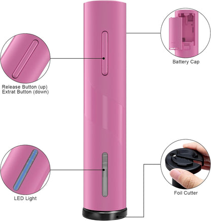 COKUNST Electric Wine Opener, Battery Operated Wine Bottle Openers with Foil Cutter, One-click Button Corkscrew Remover for Home Kitchen Party Wedding