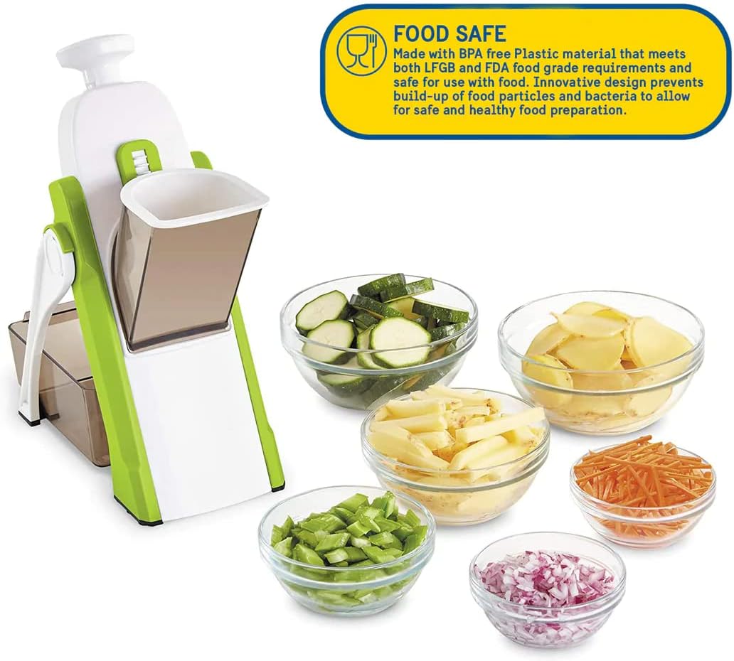 Cook Safe Mandoline Vegetable Chopper Slicer Dicer Adjustable 30 Settings, Veggie Onion Cutter French Fry Chops, Dices and Juliennes for Quick Easy Kitchen Food Meal Prep