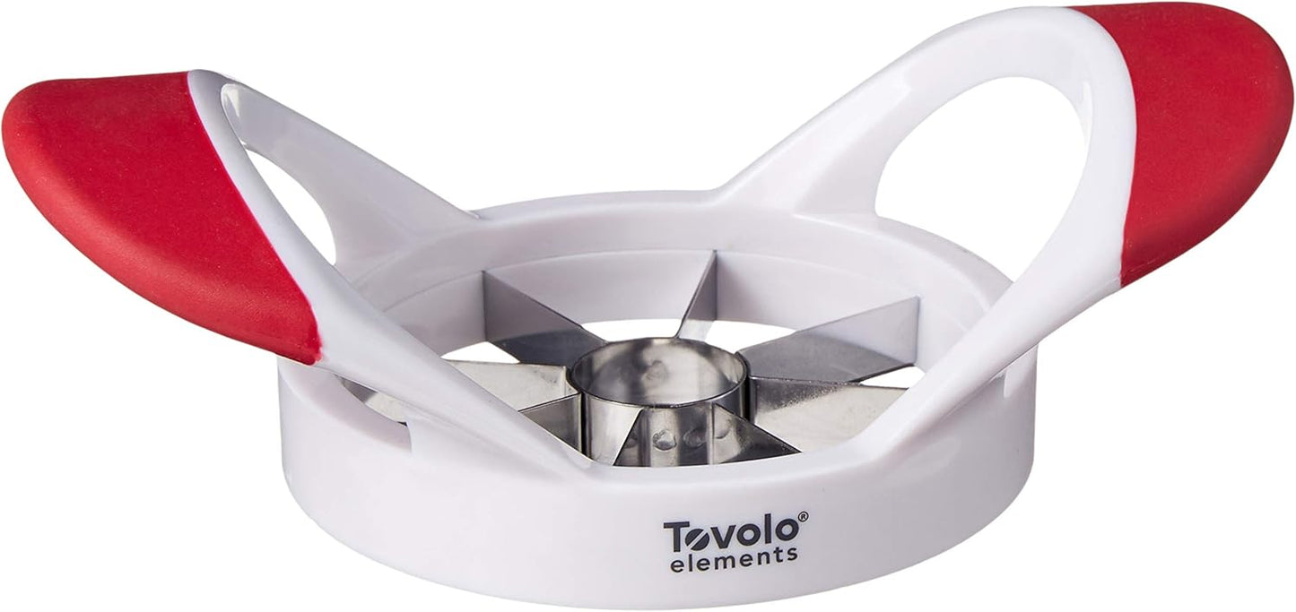 Tovolo Apple Slicer Corer Cutter Wedger Divider Ultra Sharp Stainless Steel Blades & Ergonomic Rubber Grip Handle One Red