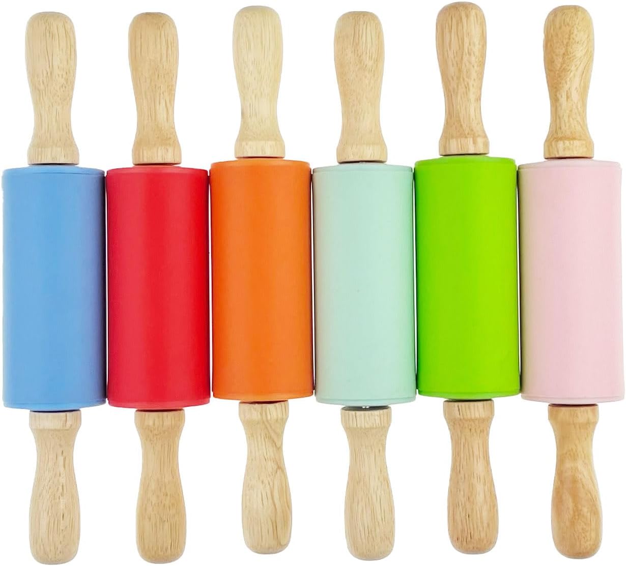 4 Pack Mini Small Rolling Pin 9 Inch Kids Rolling Pin Wooden Handle for Home Kitchen